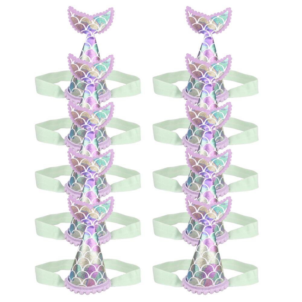 8570 Purple Shiny Mermaid Tail Hats, Party Favor Hair Accessories, Elastic